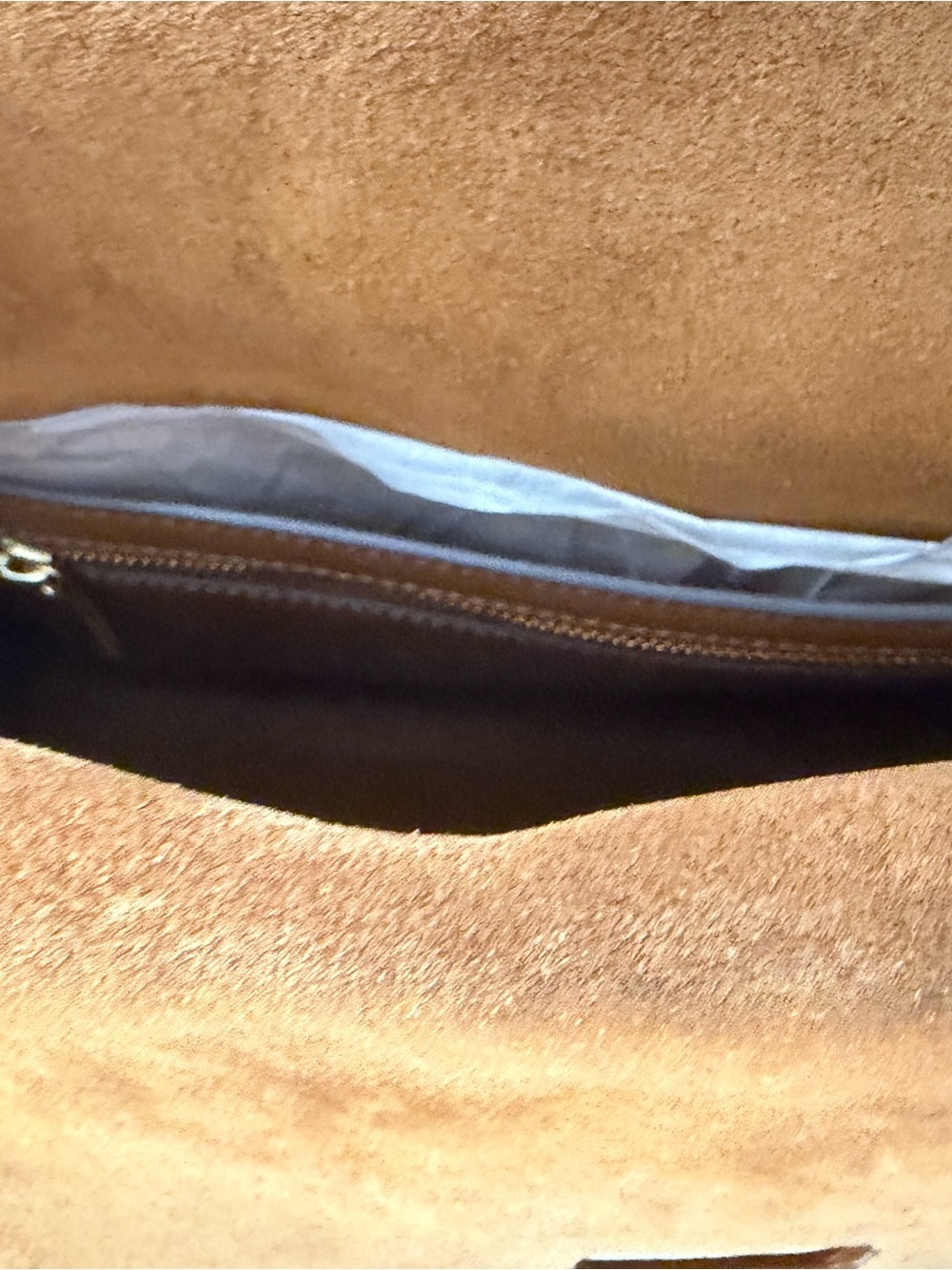 Tory Burch Large Lee Radziwill Whipstitch Suede Shoulder Bag in Wild Tobacco - Picture 7 of 11
